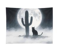 HETVBNS Cat Cactus Tapestry Wall Hanging - 30"x40" Aesthetic Tapestries Soft Polyester Wall Art Decor Large Tapestry for Bedroom Living Room Dorm Backdrop, Hanging Kit Included