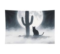 HETVBNS Cat Cactus Tapestry Wall Hanging - 40"x60" Aesthetic Tapestries Soft Polyester Wall Art Decor Large Tapestry for Bedroom Living Room Dorm Backdrop, Hanging Kit Included