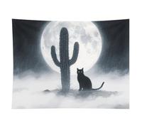 HETVBNS Cat Cactus Tapestry Wall Hanging - 60"x80" Aesthetic Tapestries Soft Polyester Wall Art Decor Large Tapestry for Bedroom Living Room Dorm Backdrop, Hanging Kit Included