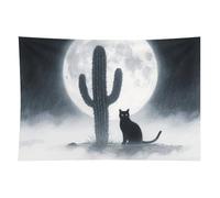 HETVBNS Cat Cactus Tapestry Wall Hanging - 60"x90" Aesthetic Tapestries Soft Polyester Wall Art Decor Large Tapestry for Bedroom Living Room Dorm Backdrop, Hanging Kit Included