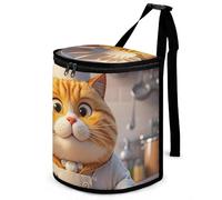 HETVBNS Cat Chef Car Trash Can with Lid, Leakproof Hanging Automotive Trash Bin, Waterproof Garbage Storage Bag for Vehicles, RV, Bathroom, Office