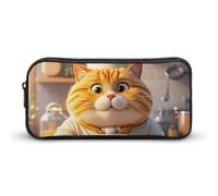 HETVBNS Cat Chef Pencil Case Large Capacity Zipper Pouch, Durable Pencil Box Organizer, Portable Small Cosmetic Bag for Office, Travel