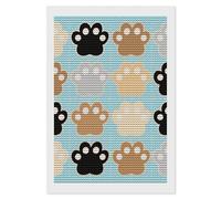 HETVBNS Cat Pawprints Diamond Painting Kits for Adults, Full Round Drill DIY Diamond Art for Beginners, 5D Gem Art and Crafts for Home Wall Decor 8"x12"