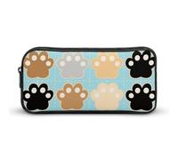 HETVBNS Cat Pawprints Pencil Case Large Capacity, Durable Pencil Pouch Portable Small Cosmetic Bag with Metal Zipper, Simple Makeup Pouch Aesthetic Toiletry Bag for Travel Office