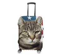 HETVBNS Cat Usa Flag Luggage Cover, Elastic Luggage Protector Fits 19-32in Suitcases, Washable & Anti-Scratch Suitcase Cover for Men Women, style, L, Classic