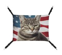 HETVBNS Cat USA Flag Pet Hammock for Cats & Dogs, Soft Breathable Canvas Hanging Hammock with Adjustable Straps, Comfortable & Durable Hanging Bed for Small to Medium Pets