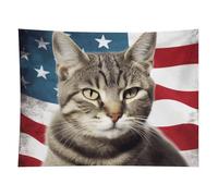 HETVBNS Cat Usa Flag Tapestry Wall Hanging - 60"x80" Aesthetic Tapestries Soft Polyester Wall Art Decor Large Tapestry for Bedroom Living Room Dorm Backdrop, Hanging Kit Included