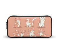 HETVBNS Cat's Movements Are Different Pencil Case Large Capacity, Durable Pencil Pouch Portable Small Cosmetic Bag with Metal Zipper, Simple Makeup Pouch Aesthetic Toiletry Bag for Travel Office