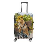 HETVBNS Cats Ride Bikes to Deliver Bananas Luggage Cover, Elastic Luggage Protector Fits 19-32in Suitcases, Washable & Anti-Scratch Suitcase Cover for Men Women, style, L, Classic