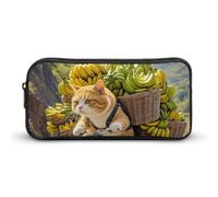 HETVBNS Cats Ride Bikes to Deliver Bananas Pencil Case Large Capacity Zipper Pouch, Durable Pencil Box Organizer, Portable Small Cosmetic Bag for Office, Travel