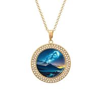 HETVBNS - Celestial Night Sky Necklace, Alloy Round Pendant with Diamond, Elegant Pendant Necklace for Women Men, Una talla, Metal, Alloy.
