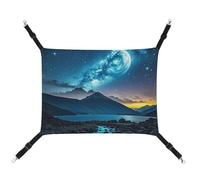 HETVBNS Celestial Night Sky Pet Hammock for Cats & Dogs, Soft Breathable Canvas Hanging Hammock with Adjustable Straps, Comfortable & Durable Hanging Bed for Small to Medium Pets