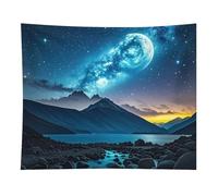 HETVBNS Celestial Night Sky Tapestry Wall Hanging - 50"x60" Aesthetic Tapestries Soft Polyester Wall Art Decor Large Tapestry for Bedroom Living Room Dorm Backdrop, Hanging Kit Included