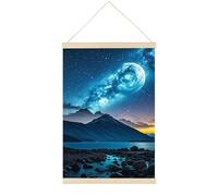 HETVBNS Celestial Night Sky Wall Art, 15.7 X 23.6 Inch Reusable Magnetic Poster Hanger - Canvas Poster Included, Complete Hanging Kit for Posters, Art, Maps