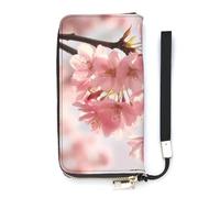 HETVBNS Cherry Blossom Wallet, Elegant Wristlet Wallet with Multi-Card Slots, PU Leather Long Purse for Women, Men