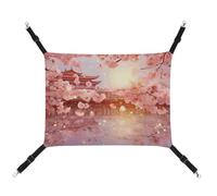 HETVBNS Cherry Blossoms Pet Hammock for Cats & Dogs, Soft Breathable Canvas Hanging Hammock with Adjustable Straps, Comfortable & Durable Hanging Bed for Small to Medium Pets