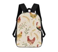 HETVBNS Chicken And Rooster Print Backpack for Women Men, Durable 600D Polyester Bookbag with Large Capacity, Lightweight 17 Inch Laptop Backpack Minimalism Casual Daypack for Work, Travel