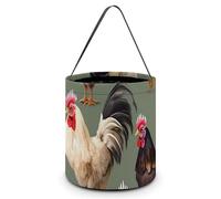 HETVBNS Chicken And Rooster Print Candy Bag Halloween Trick Or Treat Bucket 7.9x8.3in, Reusable Gift Bags for Party Holiday Wedding
