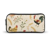 HETVBNS Chicken And Rooster Print Pencil Case Large Capacity, Durable Pencil Pouch Portable Small Cosmetic Bag with Metal Zipper, Simple Makeup Pouch Aesthetic Toiletry Bag for Travel Office