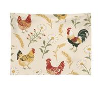 HETVBNS Chicken And Rooster Print Tapestry Wall Hanging - 30"x40" Aesthetic Tapestries Soft Polyester Wall Art Decor Large Tapestry for Bedroom Living Room Dorm Backdrop, Hanging Kit Included