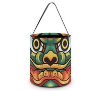 HETVBNS Chinese Lion New Year Candy Bag Halloween Trick Or Treat Bucket 7.9x8.3in, Reusable Gift Bags for Party Holiday Wedding