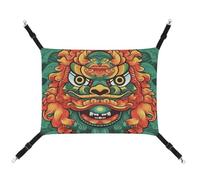 HETVBNS Chinese Lion New Year Pet Hammock for Cats & Dogs, Soft Breathable Canvas Hanging Hammock with Adjustable Straps, Comfortable & Durable Hanging Bed for Small to Medium Pets