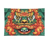 HETVBNS Chinese Lion New Year Tapestry Wall Hanging - 40"x60" Aesthetic Tapestries Soft Polyester Wall Art Decor Large Tapestry for Bedroom Living Room Dorm Backdrop, Hanging Kit Included