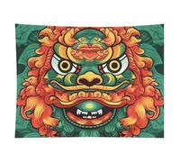 HETVBNS Chinese Lion New Year Tapestry Wall Hanging - 60"x80" Aesthetic Tapestries Soft Polyester Wall Art Decor Large Tapestry for Bedroom Living Room Dorm Backdrop, Hanging Kit Included