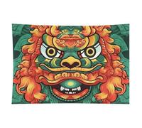 HETVBNS Chinese Lion New Year Tapestry Wall Hanging - 60"x90" Aesthetic Tapestries Soft Polyester Wall Art Decor Large Tapestry for Bedroom Living Room Dorm Backdrop, Hanging Kit Included