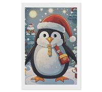 HETVBNS Christmas Funny Penguin Diamond Painting Kits for Adults, Full Round Drill DIY Diamond Art for Beginners, 5D Gem Art and Crafts for Home Wall Decor 8"x12"
