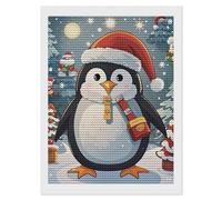 HETVBNS Christmas Funny Penguin Diamond Painting Kits for Adults, Full Round Drill DIY Diamond Art for Beginners, 5D Gem Art and Crafts for Home Wall Decor 12"x16"