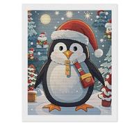 HETVBNS Christmas Funny Penguin Diamond Painting Kits for Adults, Full Round Drill DIY Diamond Art for Beginners, 5D Gem Art and Crafts for Home Wall Decor 16"x20"