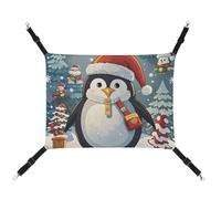 HETVBNS Christmas Funny Penguin Pet Hammock for Cats & Dogs, Soft Breathable Canvas Hanging Hammock with Adjustable Straps, Comfortable & Durable Hanging Bed for Small to Medium Pets