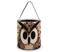 HETVBNS Coffee Bean Owl Print Candy Bag Halloween Trick Or Treat Bucket 7.9x8.3in, Reusable Gift Bags for Party Holiday Wedding
