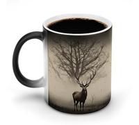 HETVBNS Coffee Mug Color Changing Mug Abstract Tree Elk Picture Heat Sensitive Mug Novelty Coffee Mugs Funny Coffee Cups Travel Mug Ceramic Mug Sublimation Mugs