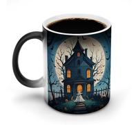 HETVBNS Coffee Mug Color Changing Mug Haunted House Tree Witch Halloween Heat Sensitive Mug Novelty Coffee Mugs Funny Coffee Cups Travel Mug Ceramic Mug Sublimation Mugs