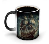 HETVBNS Coffee Mug Color Changing Mug Nautical Vintage Sailing Pirate Ship Heat Sensitive Mug Novelty Coffee Mugs Funny Coffee Cups Travel Mug Ceramic Mug Sublimation Mugs