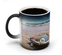 HETVBNS Coffee Mug Color Changing Mug Ocean Beach Mussel Pearl Heat Sensitive Mug Novelty Coffee Mugs Funny Coffee Cups Travel Mug Ceramic Mug Sublimation Mugs
