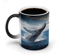 HETVBNS Coffee Mug Color Changing Mug Whale Above Sea Water in The Ocean Heat Sensitive Mug Novelty Coffee Mugs Funny Coffee Cups Travel Mug Ceramic Mug Sublimation Mugs