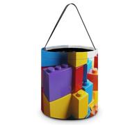 HETVBNS Colorful Building Blocks Candy Bag Halloween Trick Or Treat Bucket 7.9x8.3in, Reusable Gift Bags for Party Holiday Wedding