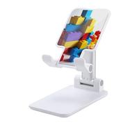 HETVBNS Colorful Building Blocks Phone Stand for Desk - Adjustable & Foldable Tablet Stand Portable Cell Phone Stand Holder Compatible with 4-13" Smartphones, Tablets