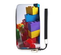 HETVBNS Colorful Building Blocks Wallet, Elegant Wristlet Wallet with Multi-Card Slots, PU Leather Long Purse for Women, Men