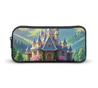 HETVBNS Colorful Castle Pencil Case Large Capacity Zipper Pouch, Durable Pencil Box Organizer, Portable Small Cosmetic Bag for Office, Travel