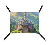 HETVBNS Colorful Castle Pet Hammock for Cats & Dogs, Soft Breathable Canvas Hanging Hammock with Adjustable Straps, Comfortable & Durable Hanging Bed for Small to Medium Pets