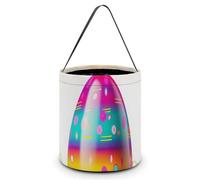 HETVBNS Colorful Easter Egg Candy Bag Halloween Trick Or Treat Bucket 7.9x8.3in, Reusable Gift Bags for Party Holiday Wedding