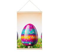 HETVBNS Colorful Easter Egg Wall Art, 15.7 X 23.6 Inch Reusable Magnetic Poster Hanger - Canvas Poster Included, Complete Hanging Kit for Posters, Art, Maps