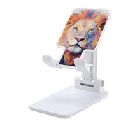HETVBNS Colorful Lion Painting Phone Stand for Desk - Adjustable & Foldable Tablet Stand Portable Cell Phone Stand Holder Compatible with 4-13" Smartphones, Tablets