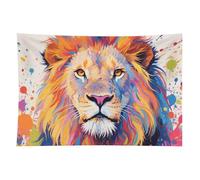 HETVBNS Colorful Lion Painting Tapestry Wall Hanging - 60"x90" Aesthetic Tapestries Soft Polyester Wall Art Decor Large Tapestry for Bedroom Living Room Dorm Backdrop, Hanging Kit Included