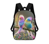 HETVBNS Colorful Little Bird Backpack for Women Men, Durable 600D Polyester Bookbag with Large Capacity, Lightweight 17 Inch Laptop Backpack Minimalism Casual Daypack for Work, Travel