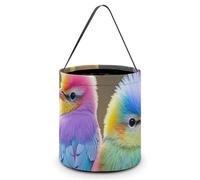 HETVBNS Colorful Little Bird Candy Bag Halloween Trick Or Treat Bucket 7.9x8.3in, Reusable Gift Bags for Party Holiday Wedding